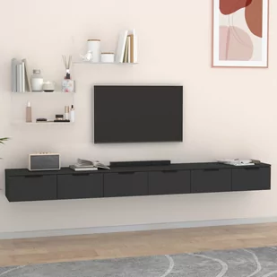 vidaXL Szafki wiszące, 2 szt., czarne, 102x30x20 cm - Półki do salonu - miniaturka - grafika 1