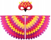 Dodatki do strojów karnawałowych - STRÓJ KOSTIUM PTAK FENIX ZESTAW MASKA FILCOWA + SKRZYDŁA - miniaturka - grafika 1