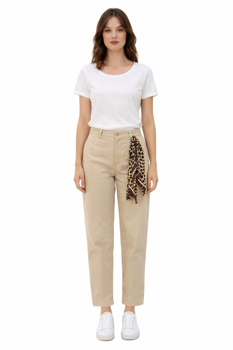 GUESS BEŻOWE ELEGANCKIE SPODNIE CHINOS BAWEŁNA XS I3A