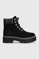 Botki damskie - Timberland workery zamszowe Stone Street 6in WP damskie kolor czarny na platformie lekko ocieplone TB0A5RH50151 - miniaturka - grafika 1