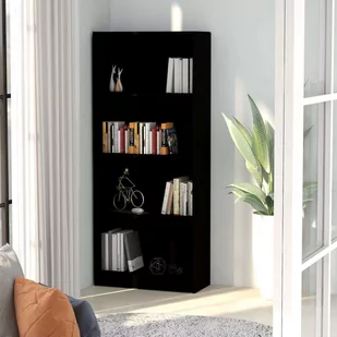 vidaXL 4-poziomowy regał na książki, czarny, 60x24x142 cm - Regały - miniaturka - grafika 1