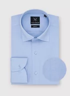 Koszule męskie - Gładka elegancka koszula męska w kolorze błękitnym - miniaturka - grafika 1