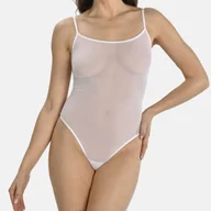 Bielizna nocna - Body Z Siateczki Na Ramiączkach Sophi Białe - miniaturka - grafika 1