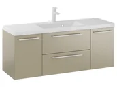 Szafki łazienkowe - Szafka Wisząca Z Umywalką RON 120 cm D - Cappuccino Mat - Uchwyty Białe Matowe - miniaturka - grafika 1