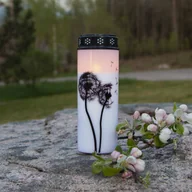 Lampy ogrodowe - STAR TRADING Lampka grobowa LED Dandelion, 21 cm biała/czarna plastikowa bateria - miniaturka - grafika 1