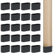 Zawiasy, okucia i inne akcesoria - Zestaw 20 ochraniaczy na nogi krzeseł, stołów i mebli - 25 x 50 mm, owalne, czarne - miniaturka - grafika 1