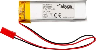 Akumulator Li-Po LP602158 Akyga AKY0655 3.7V / 750mAh PCM złącze JST 2-Pin 150mm - Ładowarki i akumulatory - miniaturka - grafika 1