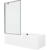 Wanny - Mexen Cube wanna prostokątna 180 x 80 cm z obudową i parawanem 1-skrzydłowym 100 cm, czarny wzór - miniaturka - grafika 1