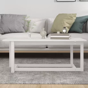 Lumarko Stolik kawowy, biały, 110x55x45 cm, lite drewno sosnowe - Ławy i stoliki kawowe - miniaturka - grafika 6