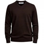 Swetry męskie - Sweter męski w serek szpic z kaszmiru i wełny merynosów M kaszmirowy 258 - miniaturka - grafika 1