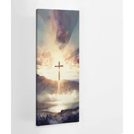 Ikony i obrazy sakralne - Krzyż Symbol Chrześcijański - obraz polycanvas, 50x125 - miniaturka - grafika 1