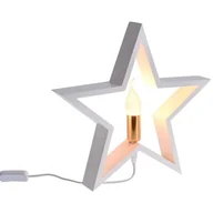 Ozdoby bożonarodzeniowe - Lampa stołowa gwiazda drewniana biała 36,5x5,5x34,5 cm kod: O-839345 + Sprawdź na SuperWnetrze.pl - miniaturka - grafika 1