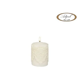 Świeca pieńkowa 10 x 7 cm koronka IV lakier matowy biała - Świece - miniaturka - grafika 1