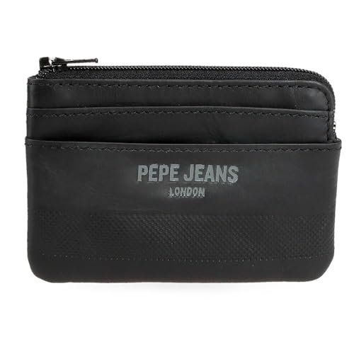 Pepe Jeans Głęboki Portfel Czarny 11x7x1,5 cm Skóra by Joumma Bags, Czarny (Black), Talla única, portmonetka