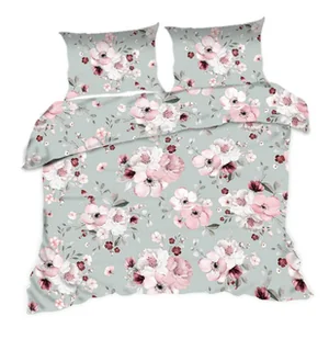 Pościel 160x200 kwiaty szara różowa Classic - Pościel - miniaturka - grafika 1