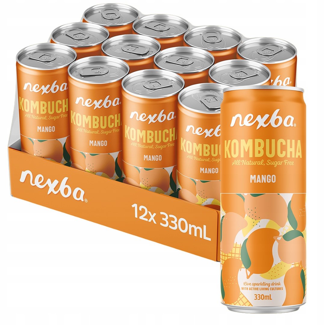 Kombucha napój fermentowana herbata Nexba Mango probiotyk 330 ml x12