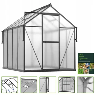 Szklarnia Ogrodowa Poliwęglan Duża Slide-In 361x183cm Czarna UV - Szklarnie ogrodowe - miniaturka - grafika 1