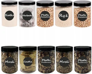 Pojemniki na żywność słoik kuchenny na makaron 1L 10sztuk + etykiety - Pojemniki kuchenne - miniaturka - grafika 1