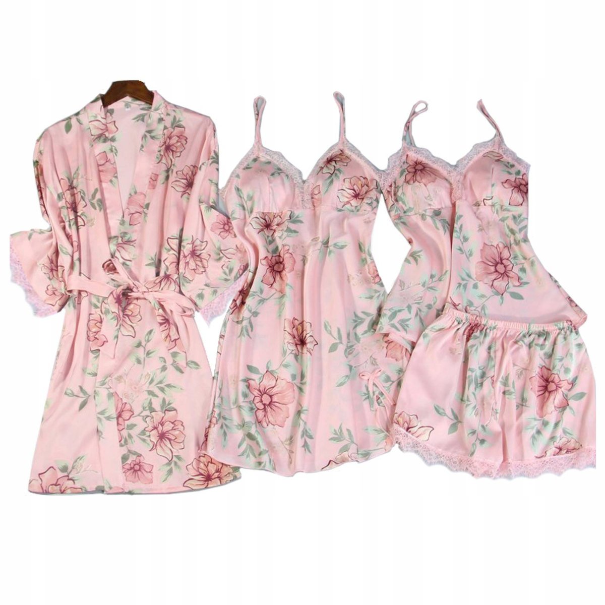 Komplet szlafrok damski koszulka piżama dwuczęściowa - M