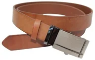 Paski - Pasek Męski Skórzany Arucce (PL) Skóra Licowa EXTRA 35 mm BRĄZOWY Gładki Klamra Bezniklowa Samozaciskowa SREBRNA 35 - miniaturka - grafika 1