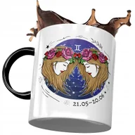 Kubki - Kubek Czarny Bliźnięta Znaki Zodiaku Horoskop z Nadrukiem ze Zdjęciem + Opakowanie na prezent (wzór 02) - miniaturka - grafika 1