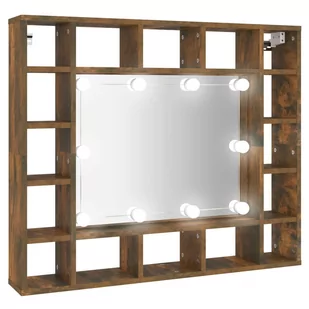 Lumarko Szafka z lustrem i LED, przydymiony dąb, 91x15x76,5 cm - Toaletki - miniaturka - grafika 3