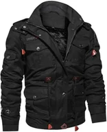 Kurtki męskie - Kurtka męska zimowa ocieplana Outdoor Czarna Kaptur 3XL / XXXL - TACVASEN - miniaturka - grafika 1