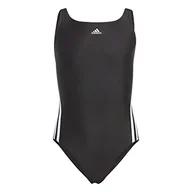 Stroje kąpielowe - adidas, 3 paski, kostium kąpielowy, czarno-biały, 910A, dziewczęcy - miniaturka - grafika 1
