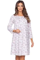 Bielizna nocna - Damska koszula Violet różowo-szara kwiaty XXL - miniaturka - grafika 1