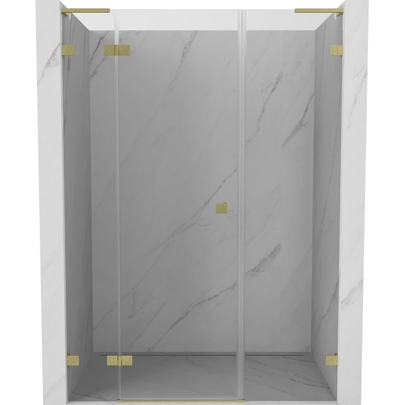 Mexen Lunar L drzwi prysznicowe uchylne lewe 120 cm, transparent, złote szczotkowane - 834SL-120-050-55-00-L