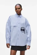 Koszule damskie - Karl Lagerfeld koszula damska kolor niebieski relaxed z kołnierzykiem klasycznym A4W11025 - miniaturka - grafika 1