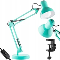Lampy stojące - Lampka Biurkowa Kreślarska Stołowa E27 TOBI Miętowa Lumiled + uchwyt na blat - miniaturka - grafika 1