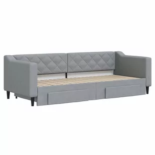 Sofa rozsuwana z szufladami, jasnoszara, 80x200 cm, tkanina Lumarko! - Łóżka - miniaturka - grafika 4