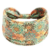 Ozdoby do włosów - Opaska do Włosów Zielona Turban na Głowę Szeroka w Kwiaty MIŁA W DOTYKU - miniaturka - grafika 1