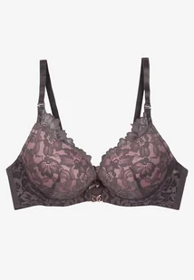 Szaro-Różowy Biustonosz z Ozdobną Koronką i Metaliczną Ozdobą Terzedi - Biustonosze - miniaturka - grafika 1