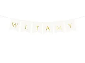 Wesele i ślub - PartyDeco Baner weselny Witamy biały 15x80 cm GRL69-008 - miniaturka - grafika 1
