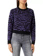Swetry damskie - Urban Classics Sweter damski Short Tiger Sweater z nadrukiem zwierzęcym, wielokolorowy (Blk/Pur 0040), L - miniaturka - grafika 1