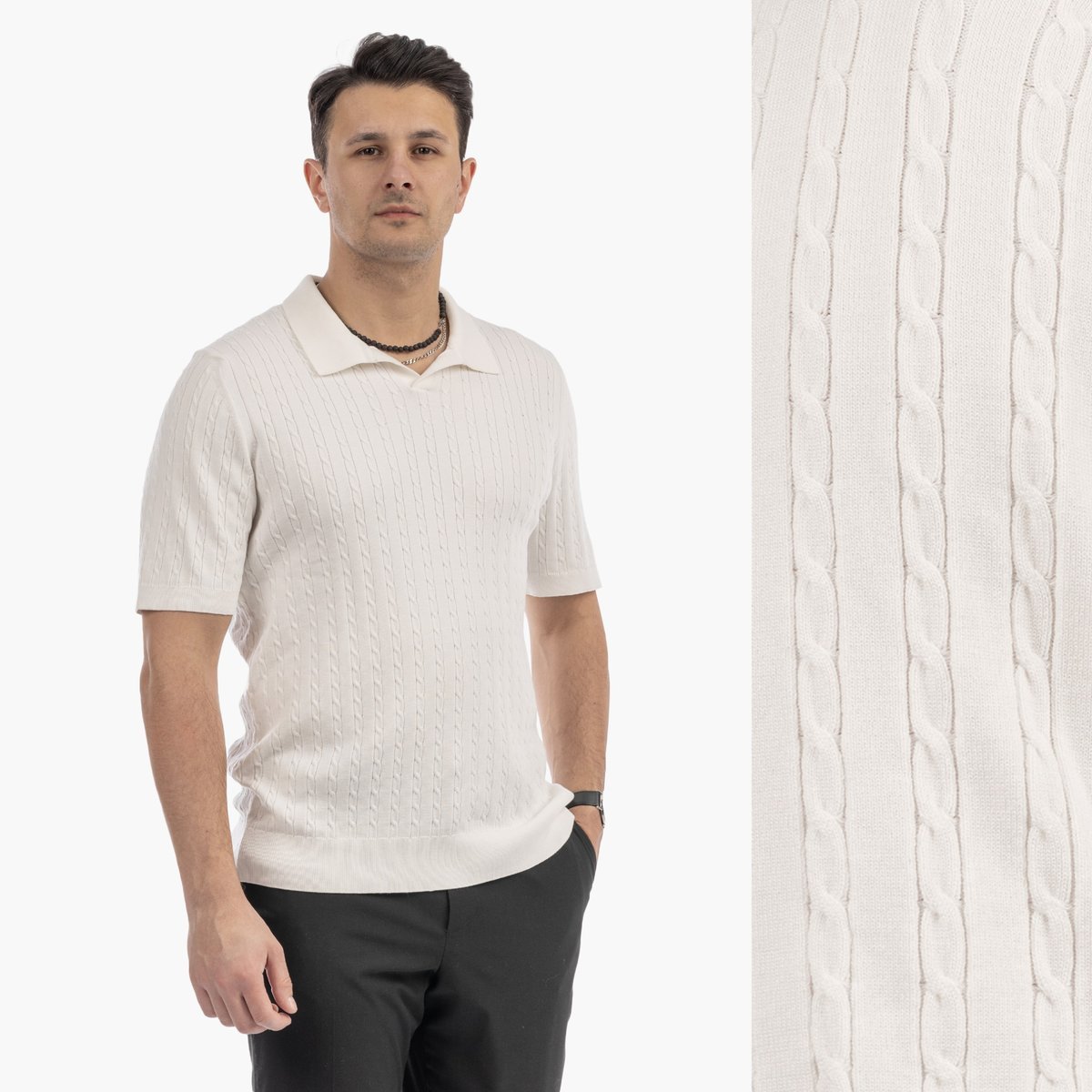 Koszulka Męska Polo Z Kołnierzykiem Dzianinowa Elegancka XXL