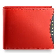 Portfele - Portfel Męski Skórzany STEVENS Ochrona RFID Czerwony + Czarny Młodzieżowy - miniaturka - grafika 1