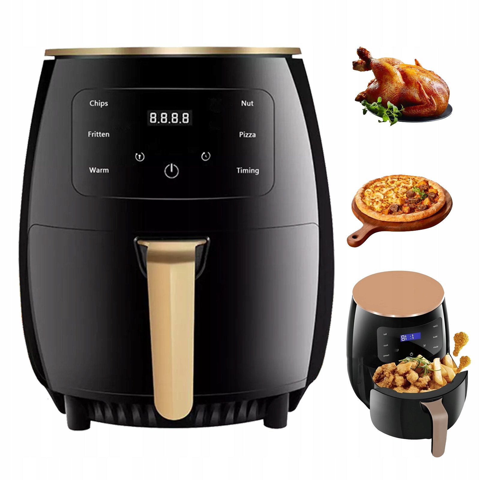 Frytkownica Beztłuszczowa Frytownica Air Fryer Separator Mocna 2400W 6L LCD