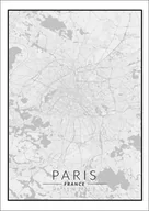 Plakaty - Plakat, Paris mapa czarno biała, 21x29,7 cm - miniaturka - grafika 1