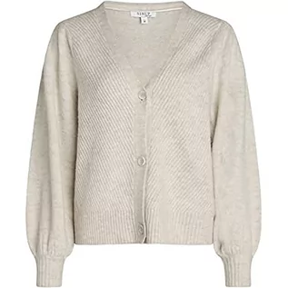Swetry damskie - SIRUP COPENHAGEN Damski beżowy melanż elegancki kardigan sweter sweter, L - grafika 1