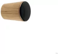 Klamki - Gałka meblowa Simple Cone Drewniana Emaliowana Czarna Olej Biały - miniaturka - grafika 1