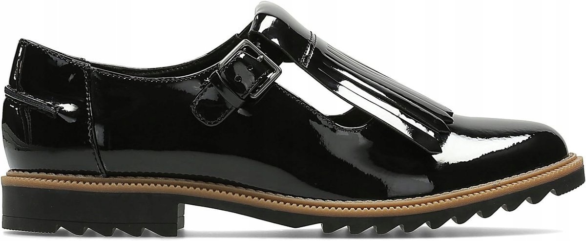 CLARKS PÓŁBUTY DAMSKIE CZARNE LAKIEROWANE SKÓRZANE 37 JWE