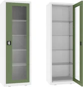 Meble i wyposażenie gabinetów medycznych - NSML.101.9010.6011 szafa lekarska 1-skrzydłowa 1-komorowa biało-zielona - miniaturka - grafika 1