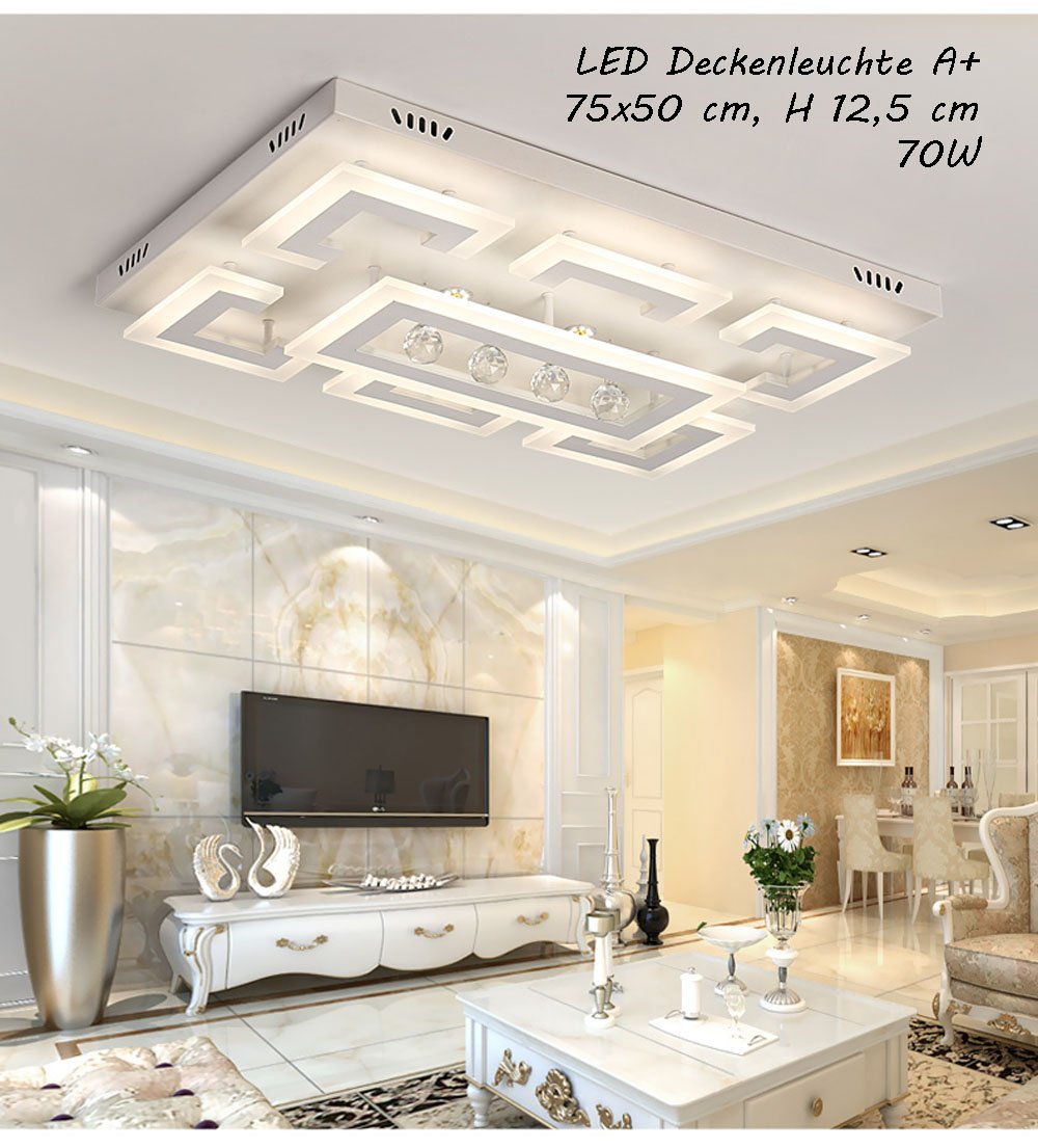 Lampa sufitowa LED XW803 75x50cm 70W z pilotem kolor światła/jasność regulowana ściemnialna A+LED lampa do salonu żyrandol lampa wisząca lampa sufitowa reflektor sufitowy lampa sufitowa LED