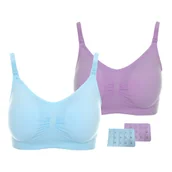 Biustonosze ciążowe - Biustonosz Ciążowy do Karmienia Piersią Niebieski Fioletowy L 2 szt - miniaturka - grafika 1
