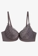 Biustonosze - Ciemnoszary Biustonosz Push Up z Ozdobną Siateczką Zorale - miniaturka - grafika 1
