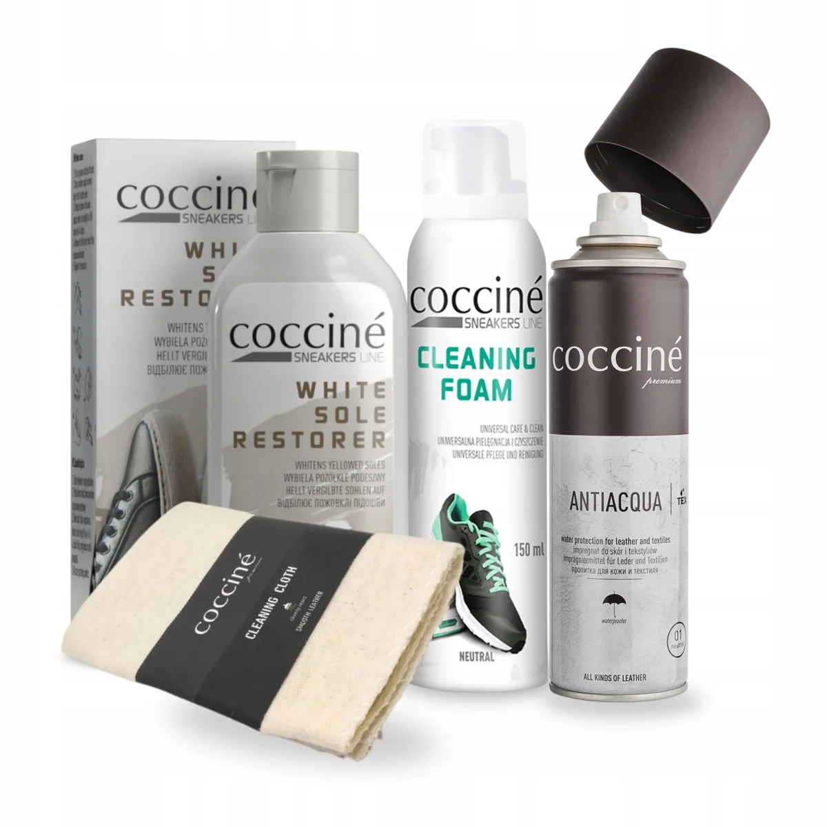 Zestaw Coccine 4w1 do Czyszczenia Butów Sportowych z Impregnatem Antiacqua