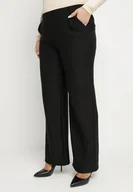 Spodnie damskie - Czarne Spodnie z Bawełną o Szerokim Kroju z Wysokim Stanem Danniva - miniaturka - grafika 1